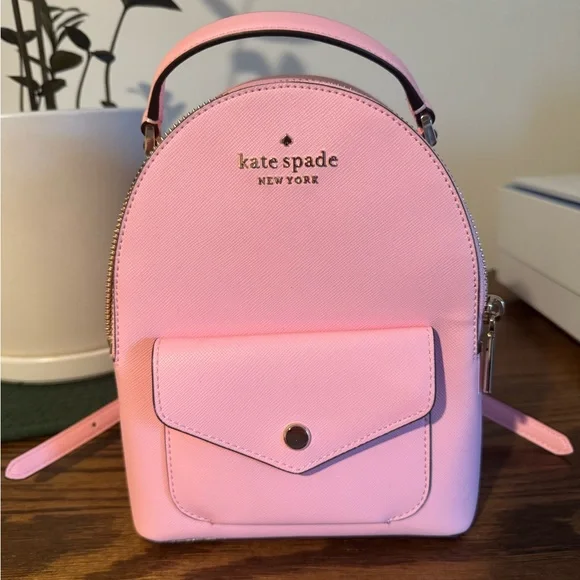 Authentic NWOT Kate Spade Pink Backpack with Gold Hardware - Picture 1 of 9
